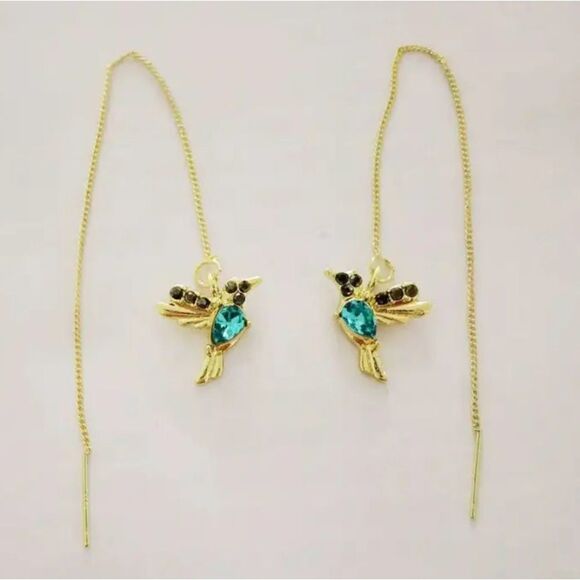 New - Elegant 18K Gold Plated Bird Inlaid Zircon Earrings - Picture 1 of 6